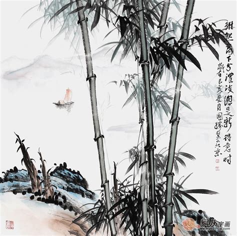 竹山水画